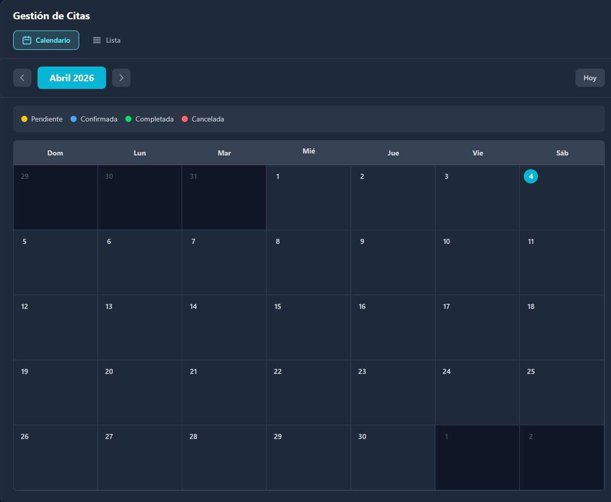 Calendario de citas del sistema